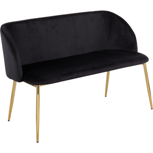 Fran Bench in Black Velvet & Gold Steel